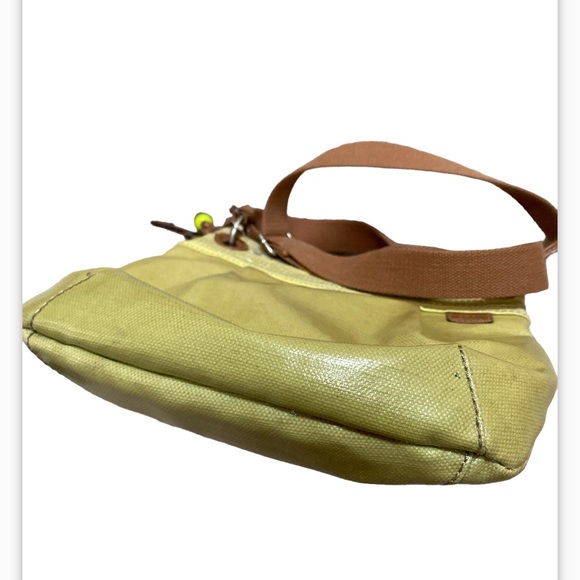 Fossil Key-Per EUC GREEN COATED FLORAL CANVAS CROSSBODY SHOULDER BAG 11”x11” - Picture 6 of 10